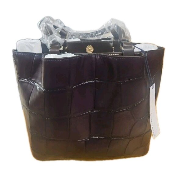 Dooney & Bourke Denison Croco Medium Small Flynn Top Handle Tote Bordeaux NWT - Picture 3 of 8